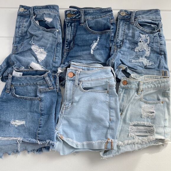 Lot of Destructed High Waist Shortie Jean Shorts RSQ/Pacific Sun/SO/Tgla/Windsor - Picture 2 of 16